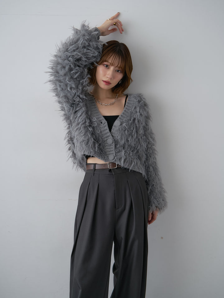 [SET]ループフェザークロップニットカーディガン+選べるアクセセット(2set)