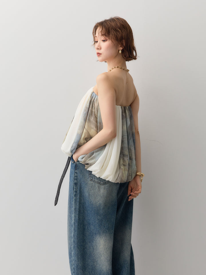 [予約]シフォンバルーンベアトップス//khaki