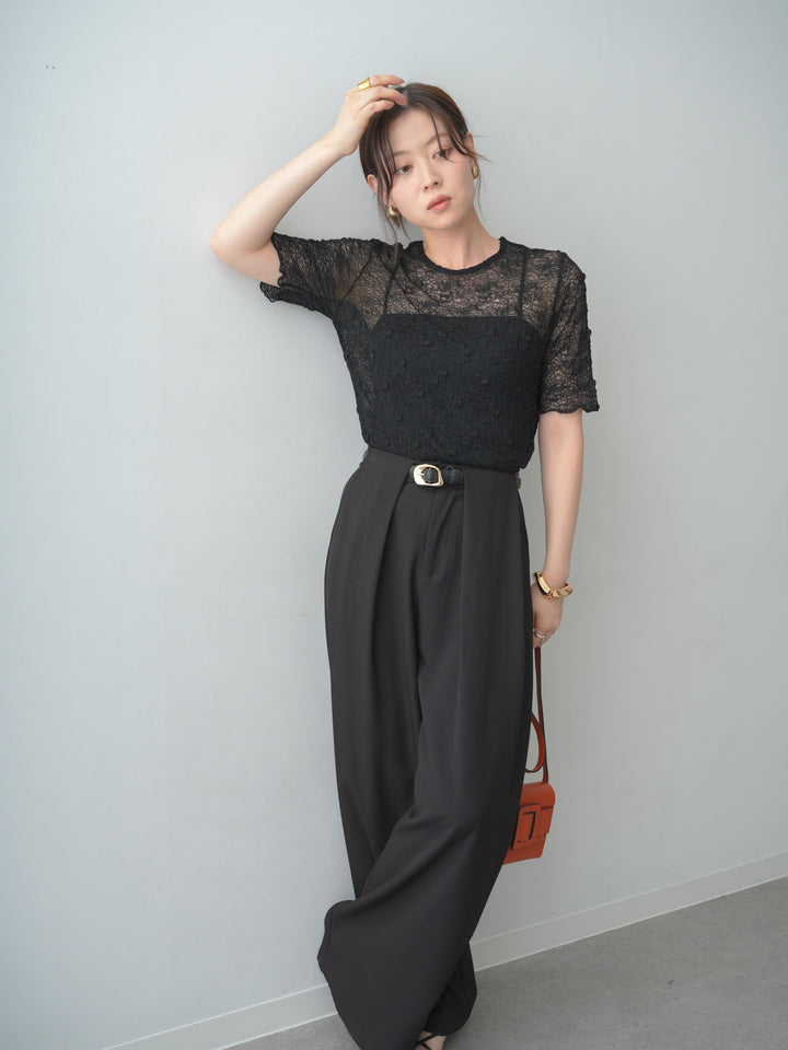 【套裝】花朵圖案蕾絲上衣 + 選配配件套裝（2 套）