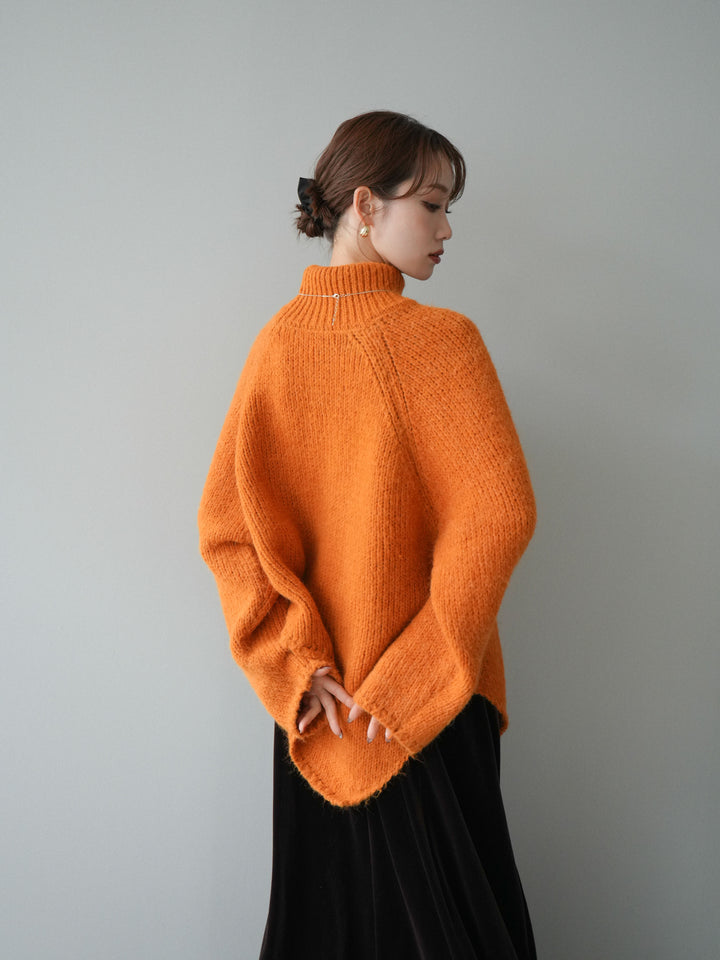 [予約]アシンメトリーハイネックニットプルオーバー/orange