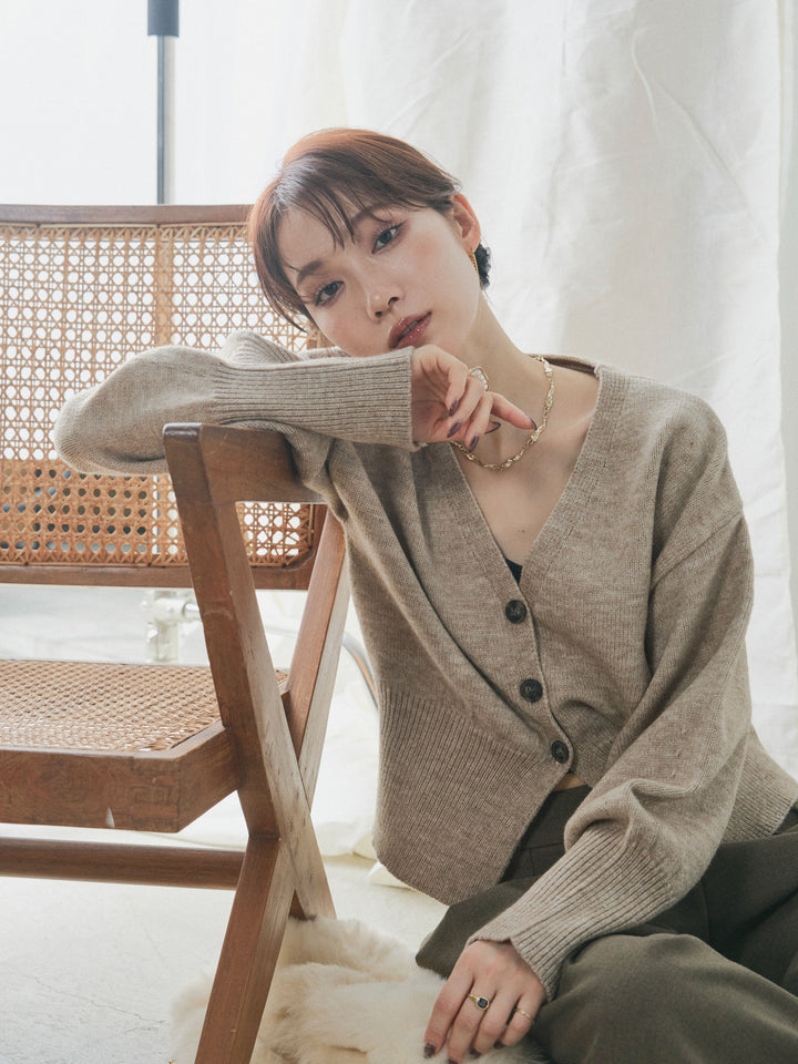 【Allure】[SET]アルパカタッチVネックカーディガン+アルパカタッチVネックカーディガン(2set)