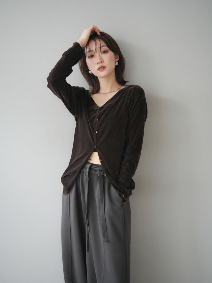 [予約]ベロアカーディガン/brown