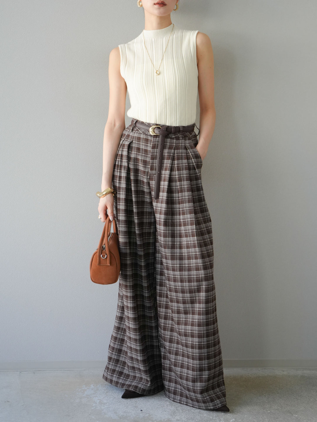 [予約]スリーブレスランダムリブニットトップス/アイボリー