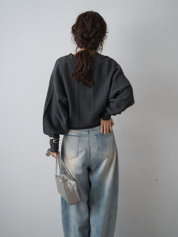[SET]カシュクールミックスケーブルニットトップス+カシュクールミックスケーブルニットトップス(2set)