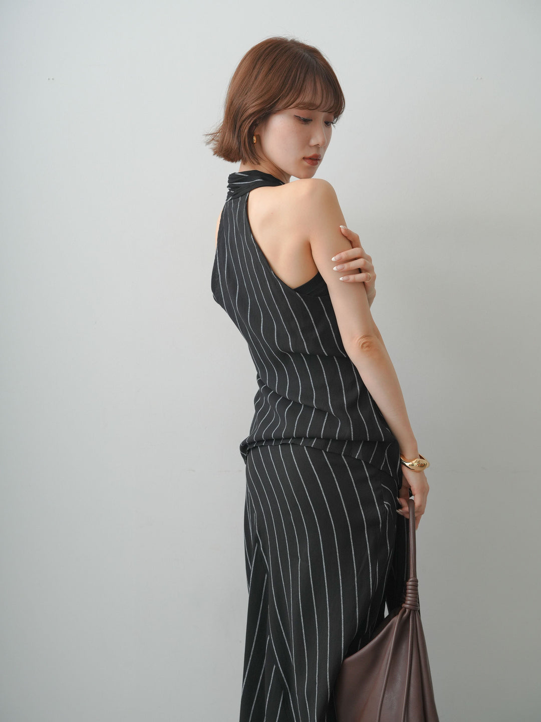 [SET]ストライプカシュクールジレ+選べるアクセセット(2set)