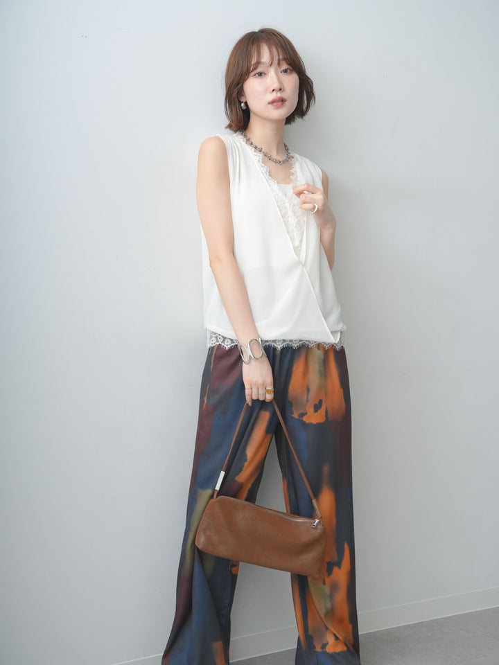 [SET]レースレイヤードカシュクールノースリブラウス+レースレイヤードカシュクールノースリブラウス(2set)