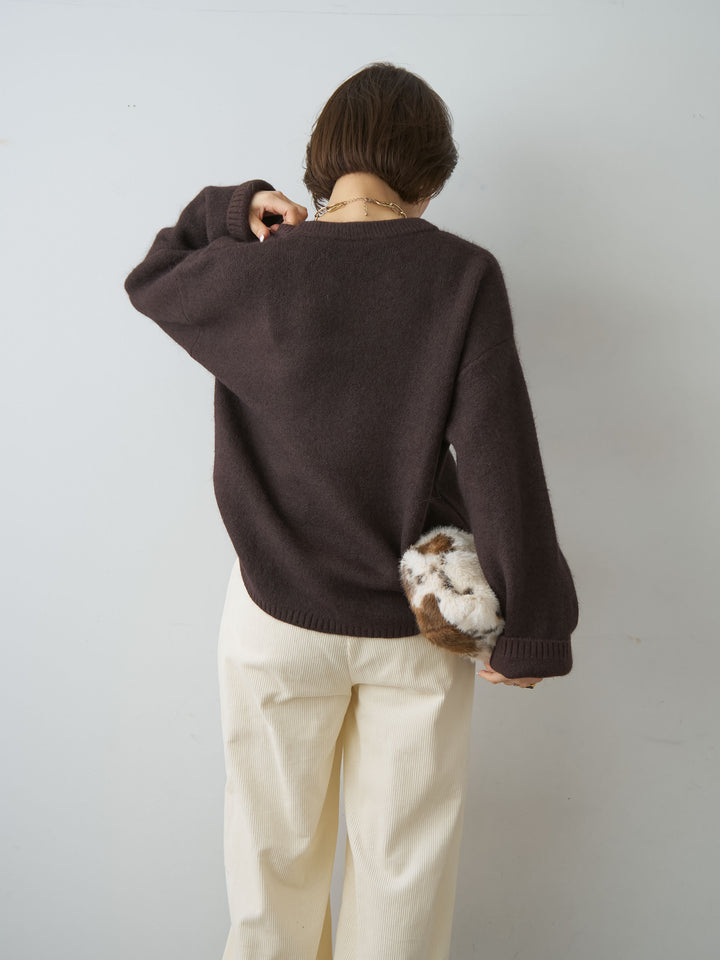 [予約]ソフトシャギークルーネックプルオーバー/brown