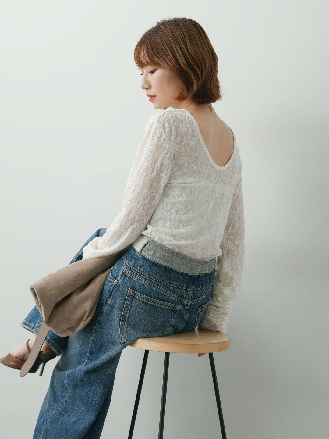 [SET]カットレースバックオープントップス+選べるアクセセット(2set)