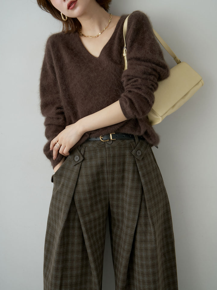 [SET]カシミア混フェザータッチVネックニットトップス+カシミア混フェザータッチVネックニットトップス(2set)