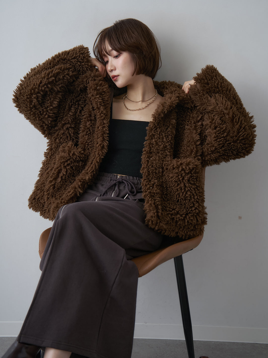 [SET]テディービッグカラーショートコート+テディービッグカラーショートコート(2set)