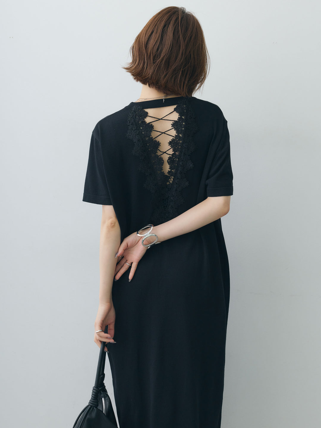 [SET]バックレースストレッチTEEワンピース+選べるアクセセット(2set)