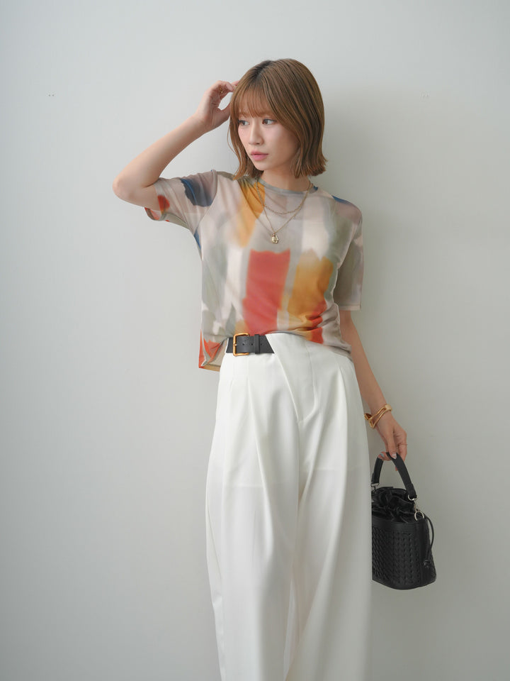 [SET]水彩アートシアーTシャツ+水彩アートシアーTシャツ(2set)