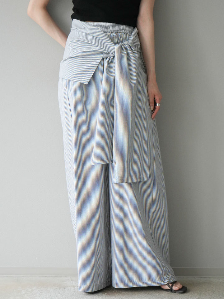 【預購】條紋休閒褲帶皮帶/黑條紋