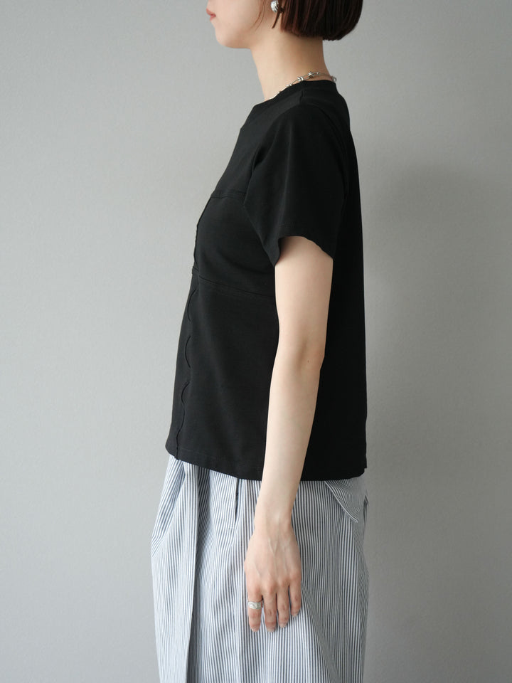 [預購] 緊身胸衣設計T卹/黑色