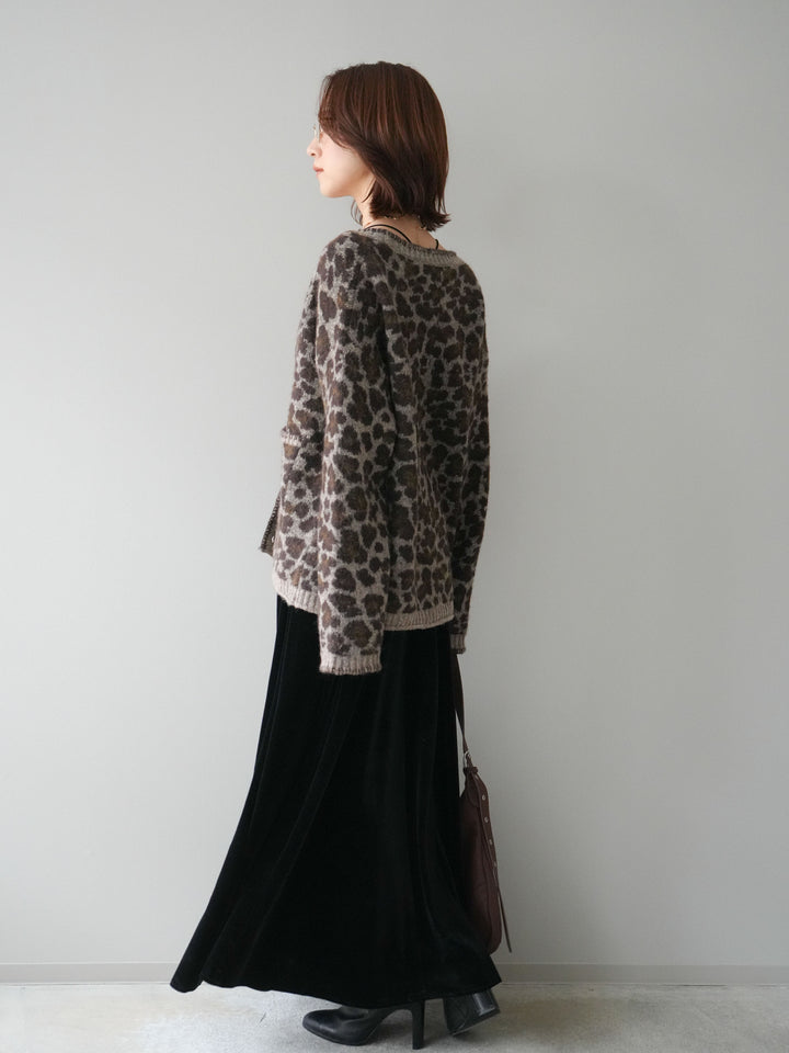 [予約]ベロアフレアスカート/black