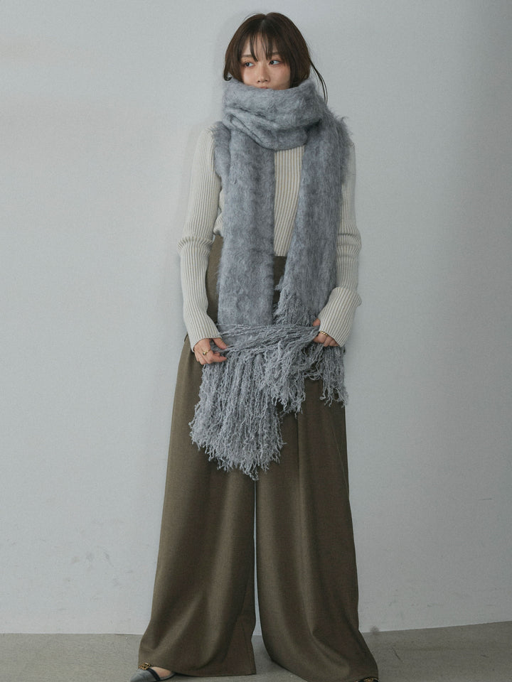 【Allure】[SET]プレーティングハイネックプルオーバー+スカーフ付ワイドパンツ(2set)