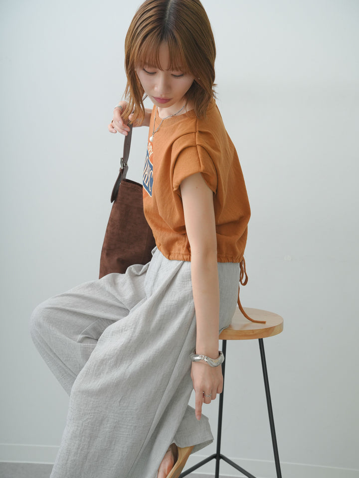 [SET]ヴィンテージロゴドロストTEE+リネンライクベルトループワイドパンツ(2set)