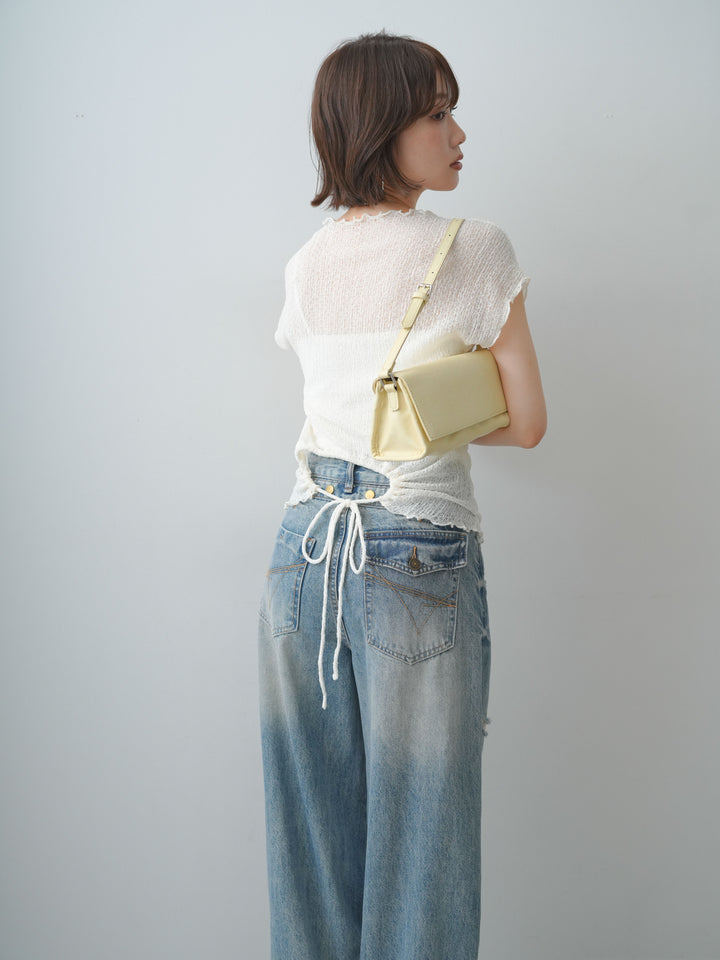 [SET]シャーリングシアーバックオープンフレンチトップス+シャーリングシアーバックオープンフレンチトップス(2set)