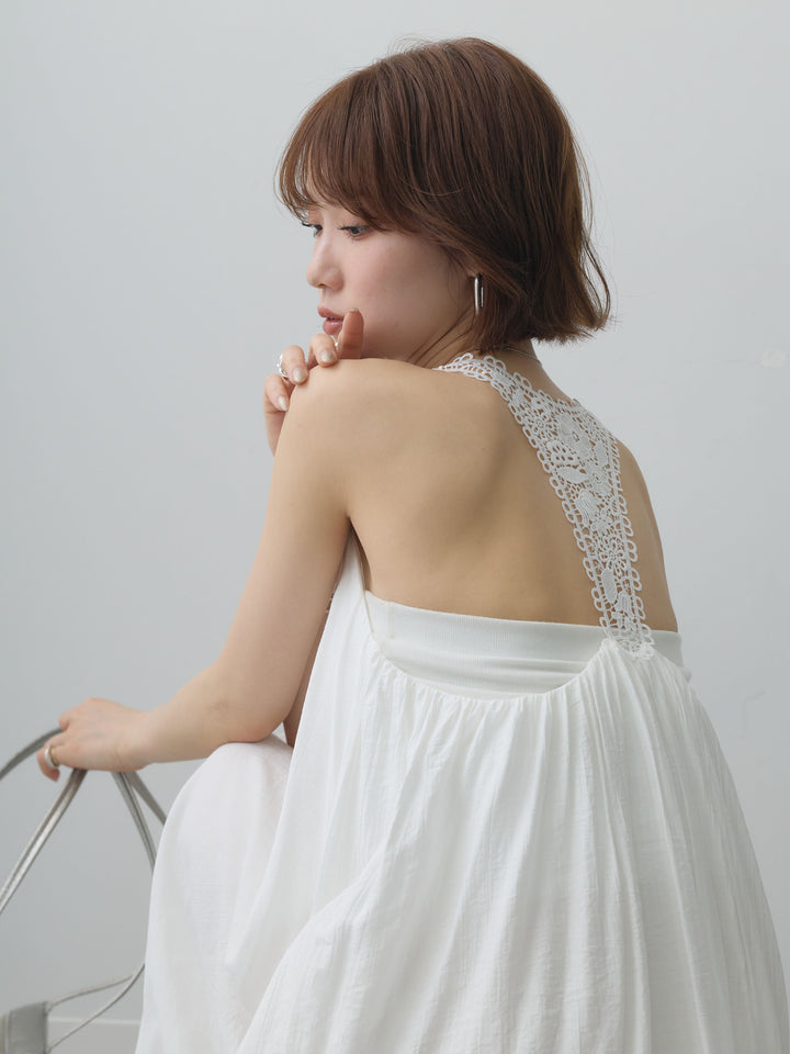 [SET]バックレースレイヤードノースリワンピース+バックレースレイヤードノースリワンピース(2set)