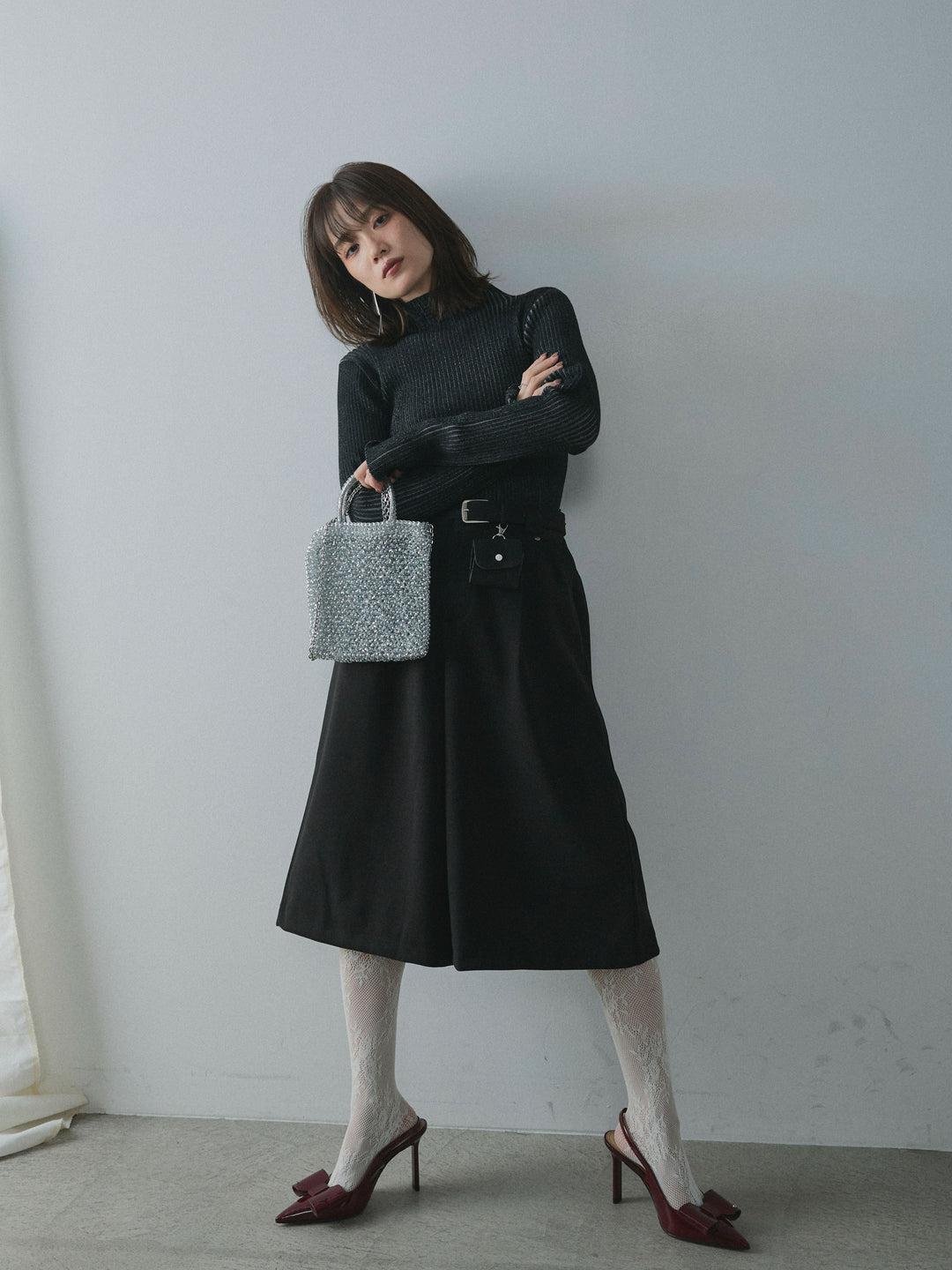 [予約]プレーティングハイネックプルオーバー/black