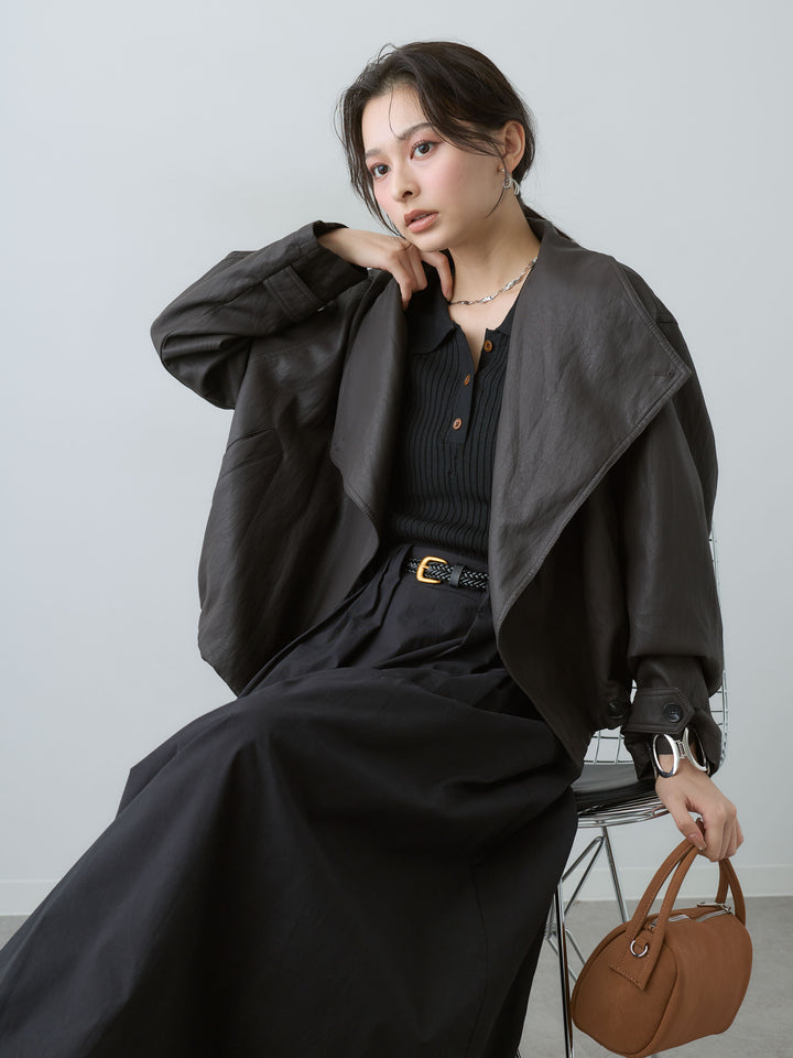 [SET]ドレープレザーショートジャケット+ドレープレザーショートジャケット(2set)