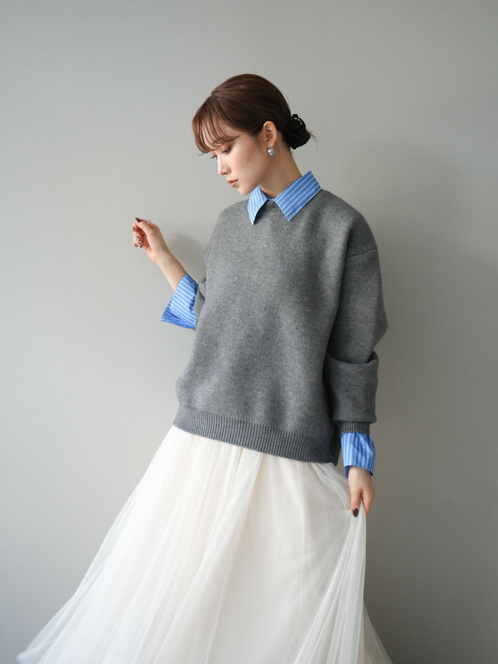 [予約]2WAY襟ニットプルオーバー/gray