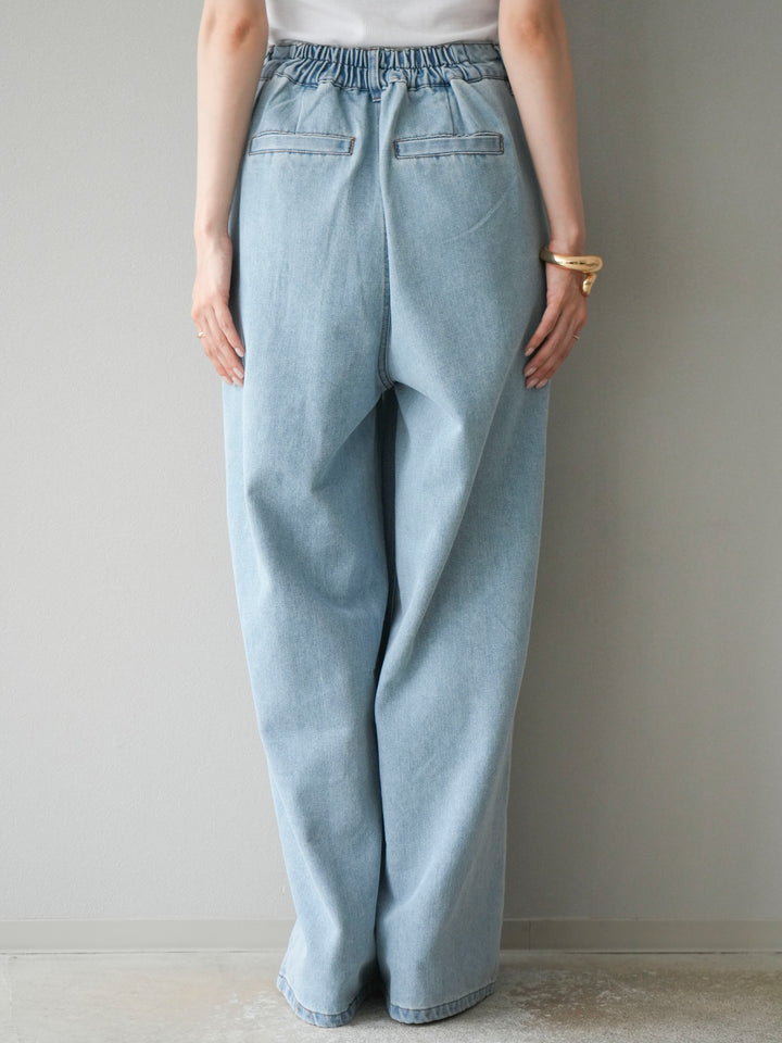 【預購】雙褶寬牛仔褲/漂白