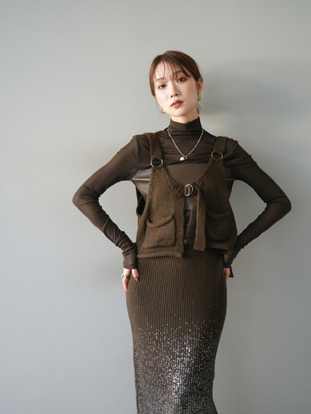 [予約]ニットビスチェ/coffeebrown