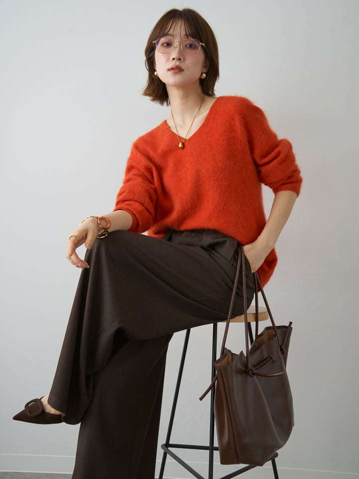 [SET]カシミア混フェザータッチVネックニットトップス+カシミア混フェザータッチVネックニットトップス(2set)