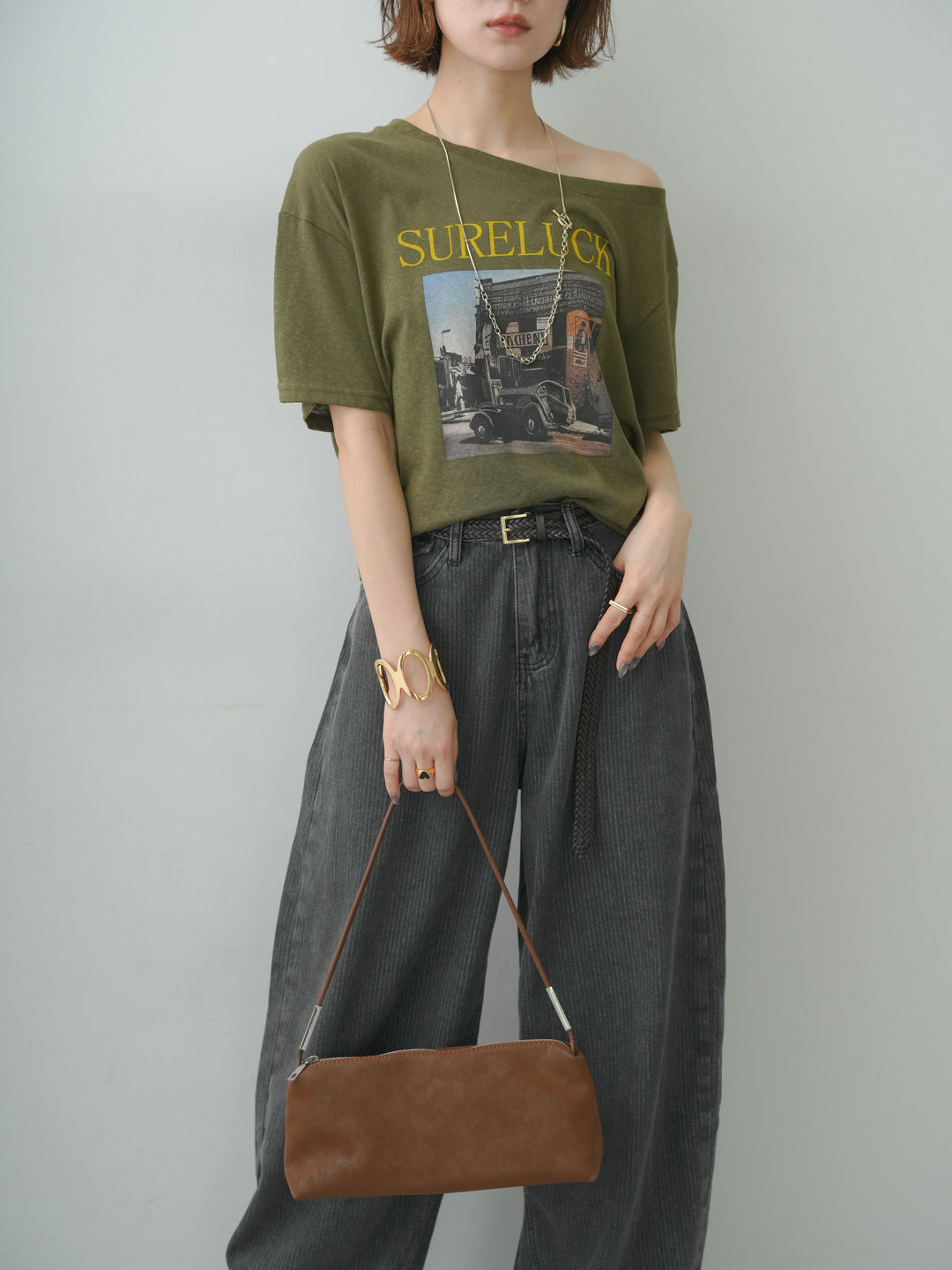 [SET]ワイドネックプリントTEE+選べるアクセセット(2set)
