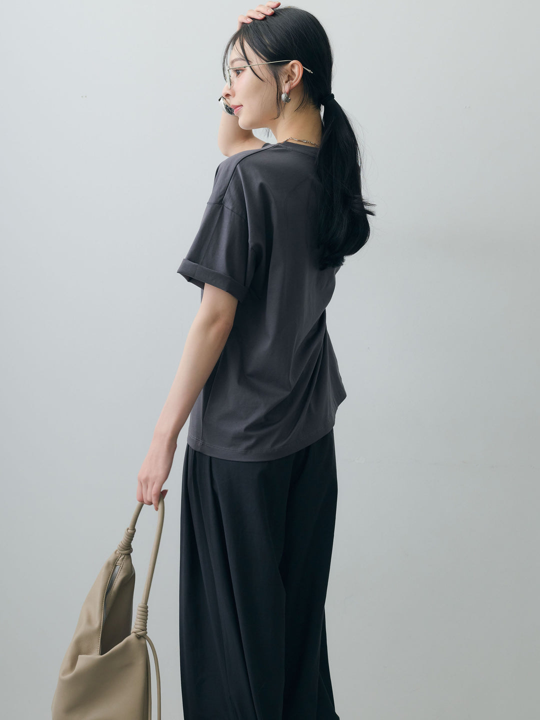 [SET]箔プリントボックスTEE+カフヘムタックコクーンパンツ(2set)