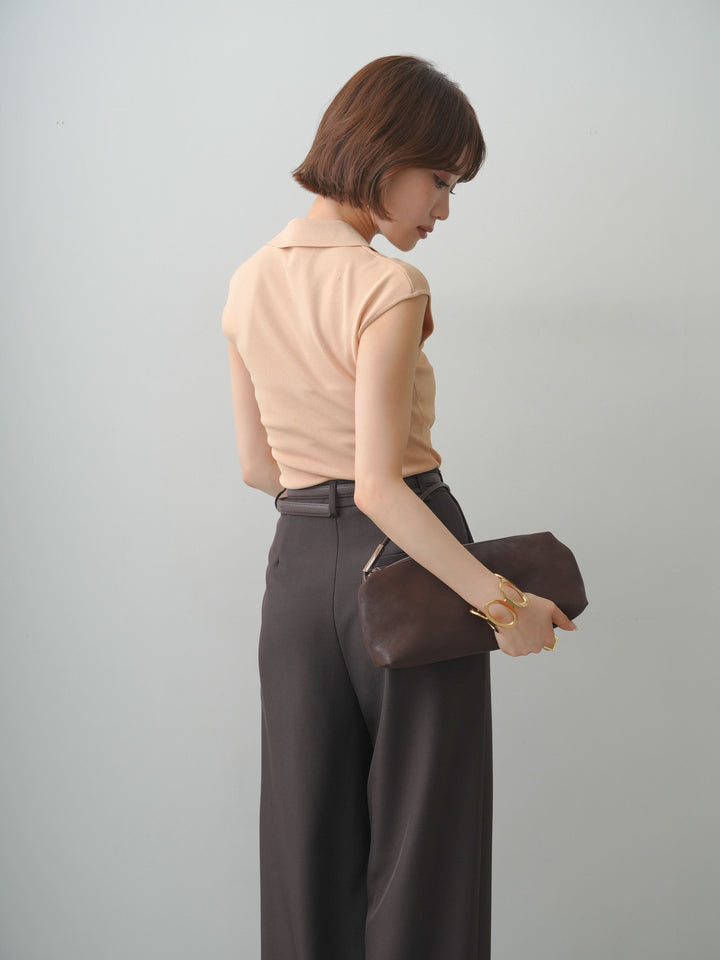 [予約]スキッパーフレンチニットトップス/pink
