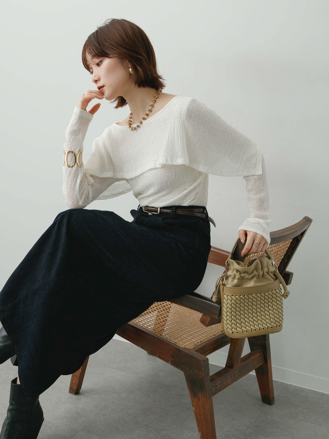 [予約]レースケープデザイントップス/beige