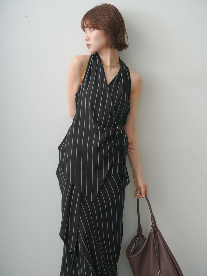 [SET]ストライプカシュクールジレ+選べるアクセセット(2set)