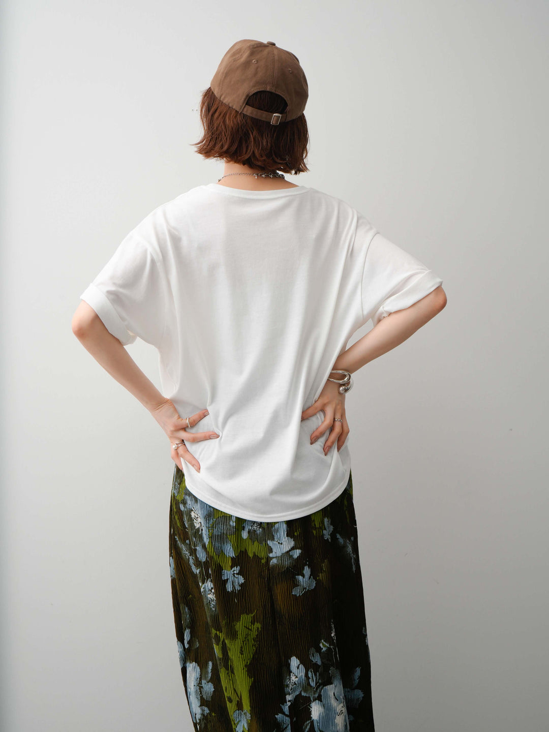 【着回しセット】フラワーフォトTEE+フラワープリントドレープタックパンツ+フラワープリントIラインギャザースカート(3set)