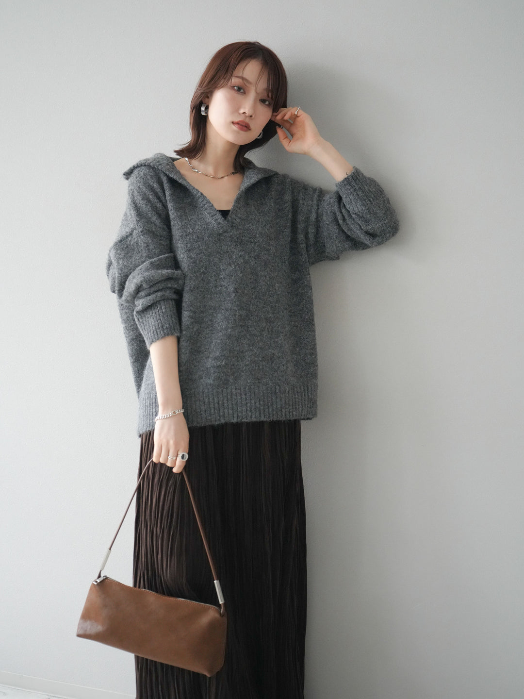 [SET]スキッパーニットプルオーバー+選べるアクセセット(2set)