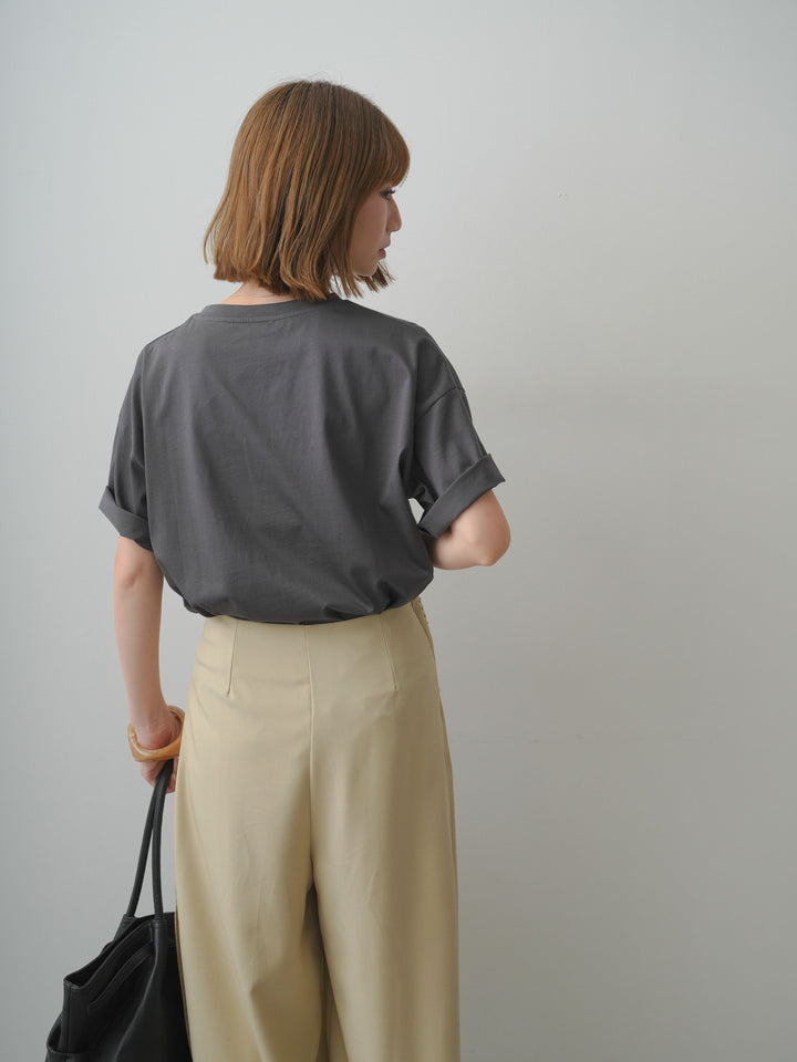 [SET]箔プリントボックスTEE+ビジューベルトタックワイドパンツ(2set)