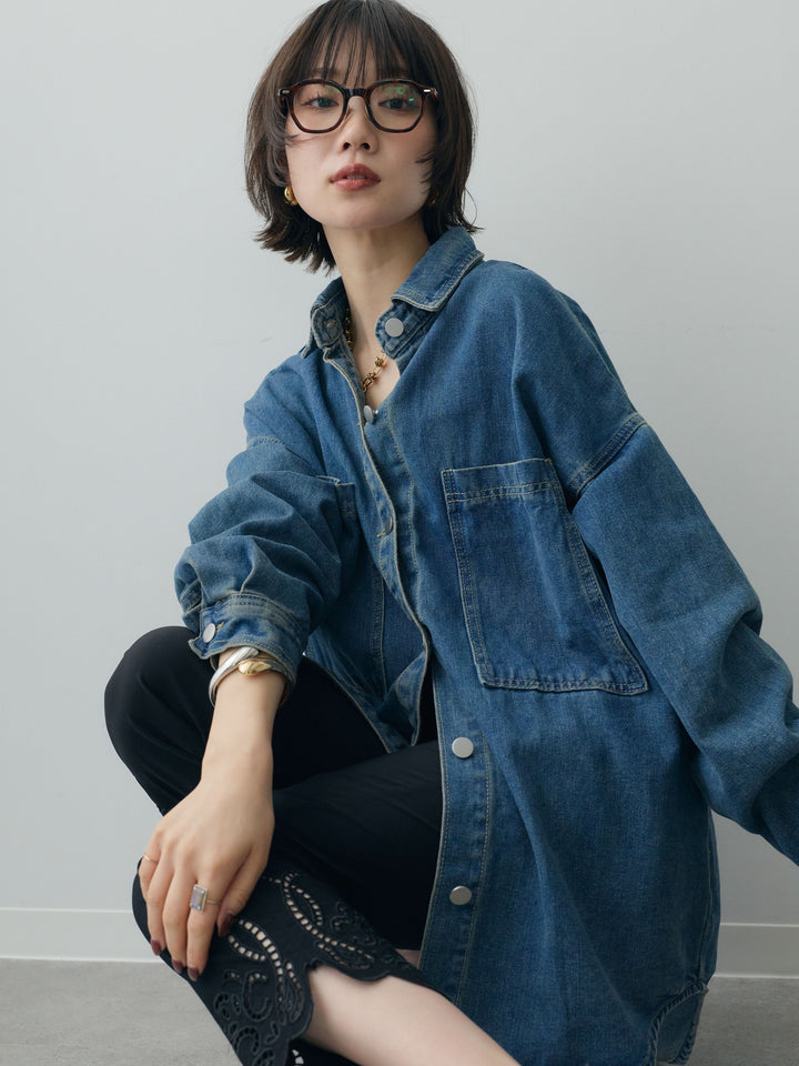 [予約]ビッグポケットデニムオーバーシャツ/denimblue
