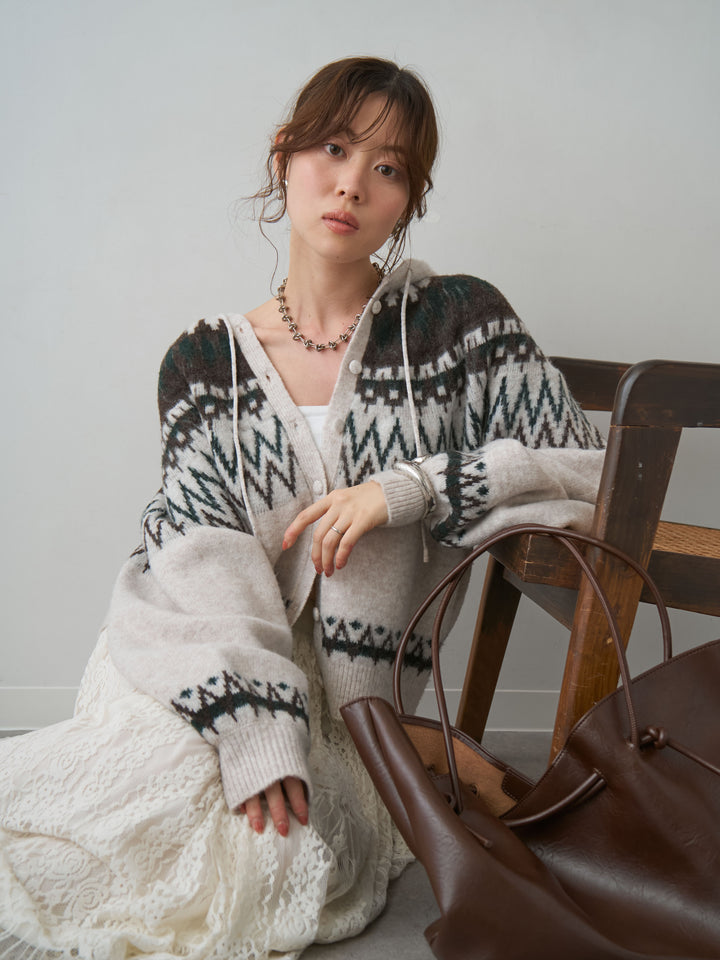 [SET]ノルディックフードカーディガン+選べるアクセセット(2set)
