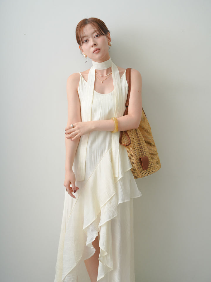 [予約]ラッフルヘムレイヤードキャミワンピース/white