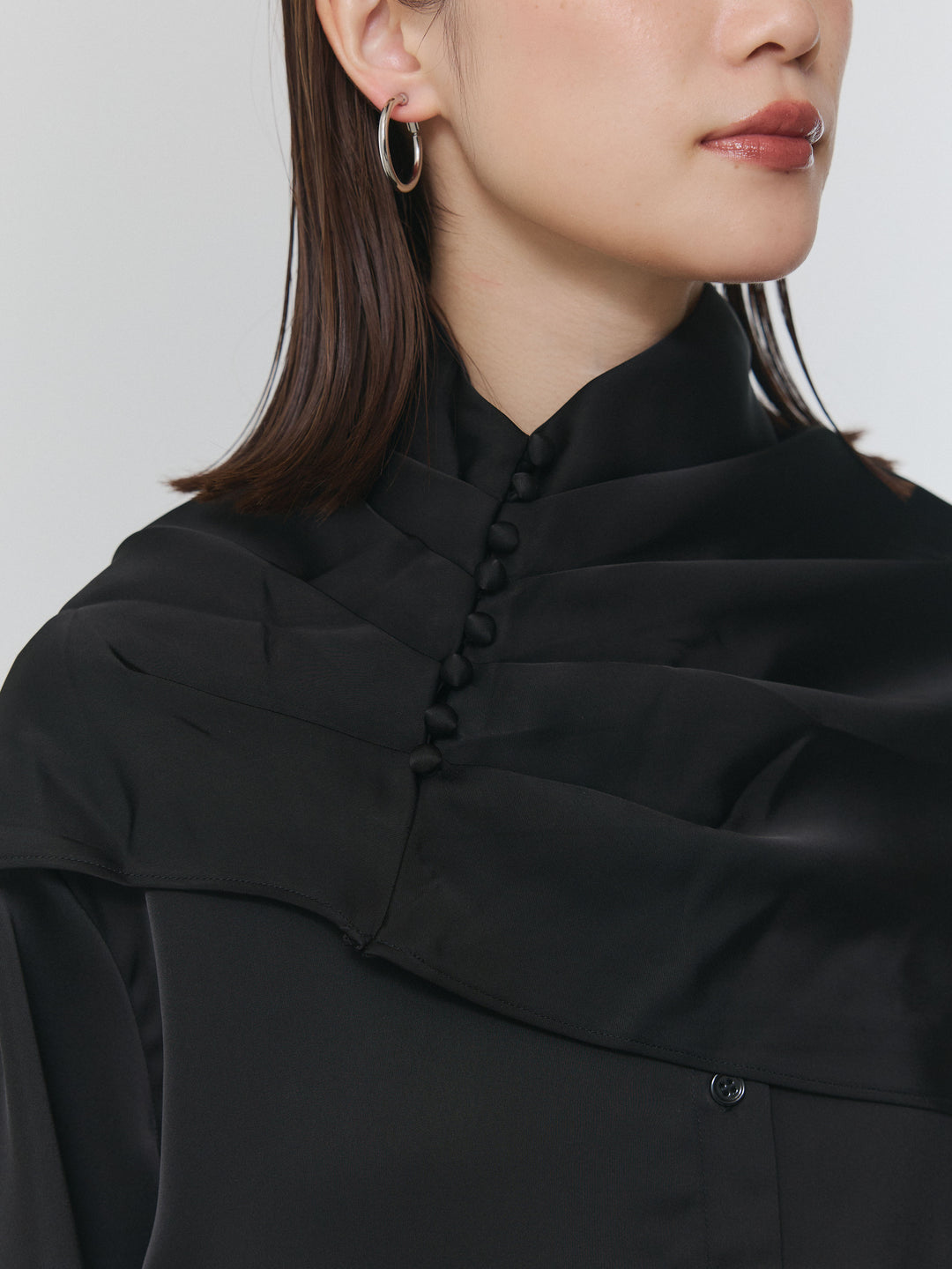 【Allure】[SET]ケープ付サテンシャツ+ケープ付サテンシャツ(2set)