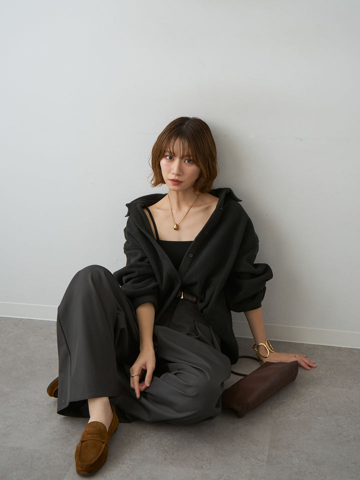 [SET]フリースパイピングシャツ+ツイルタックワイドパンツ(2set)