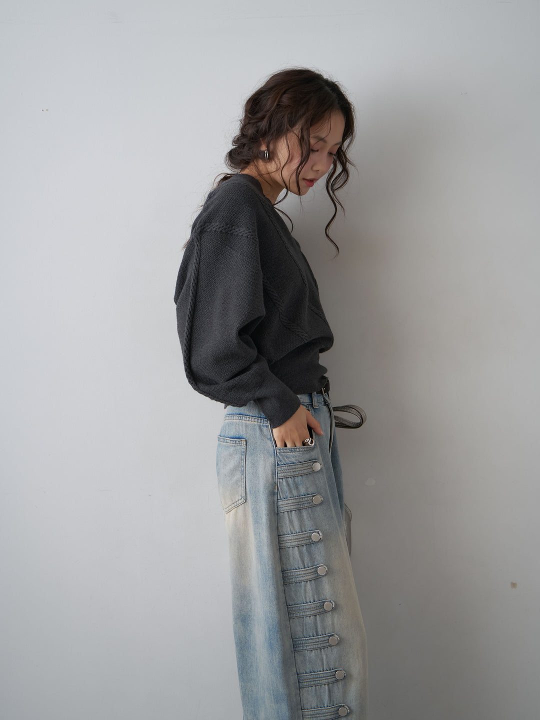 [SET]カシュクールミックスケーブルニットトップス+カシュクールミックスケーブルニットトップス(2set)