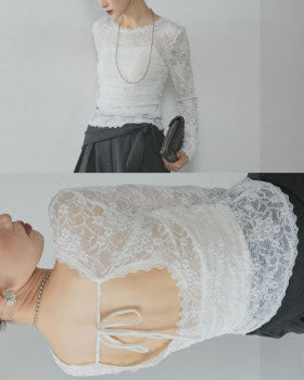 [予約]バックオープンレーストップス/white