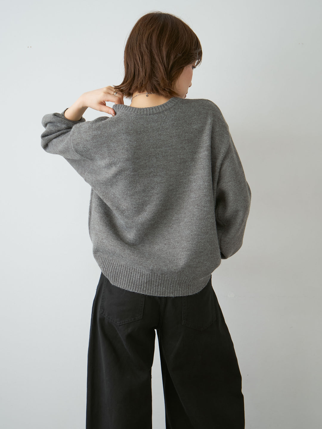[SET]アルパカタッチ刺繍レースロゴニットプルオーバー+選べるアクセセット(2set)