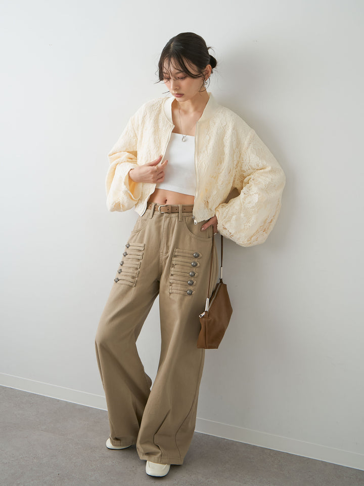 [SET]レースブルゾン+ナポレオンコットンカーブパンツ(2set)