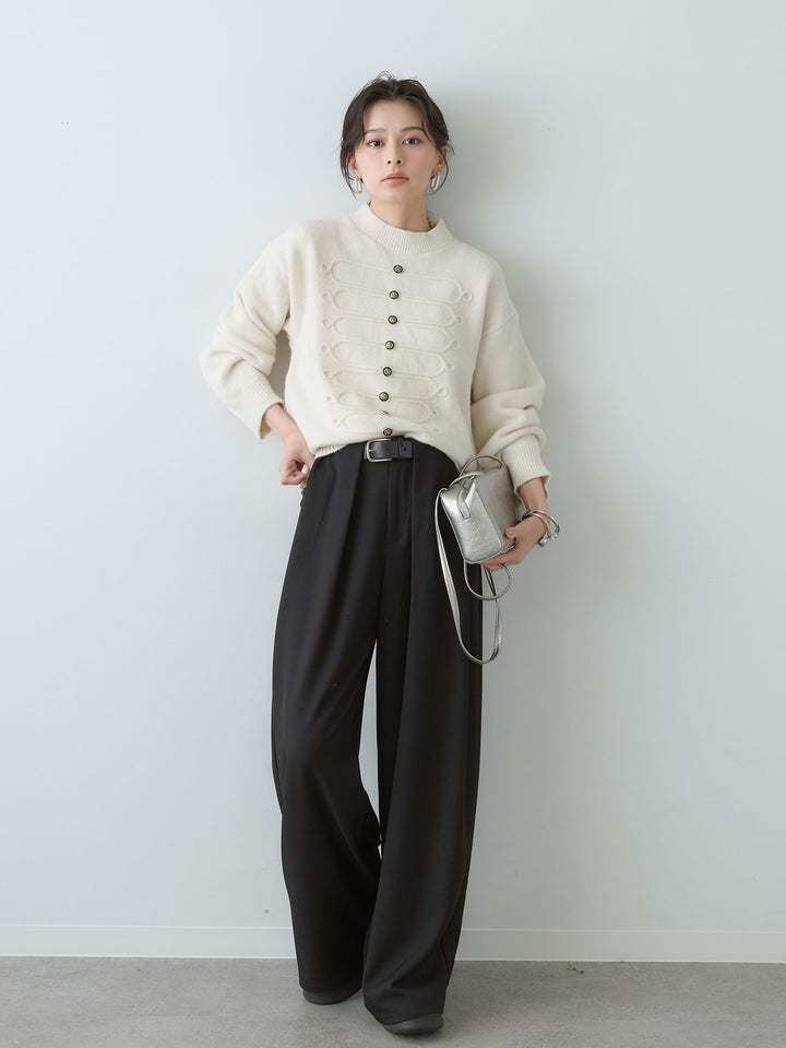 [SET]ナポレオンニットプルオーバー+ベルトループデザインワイドパンツ(2set)