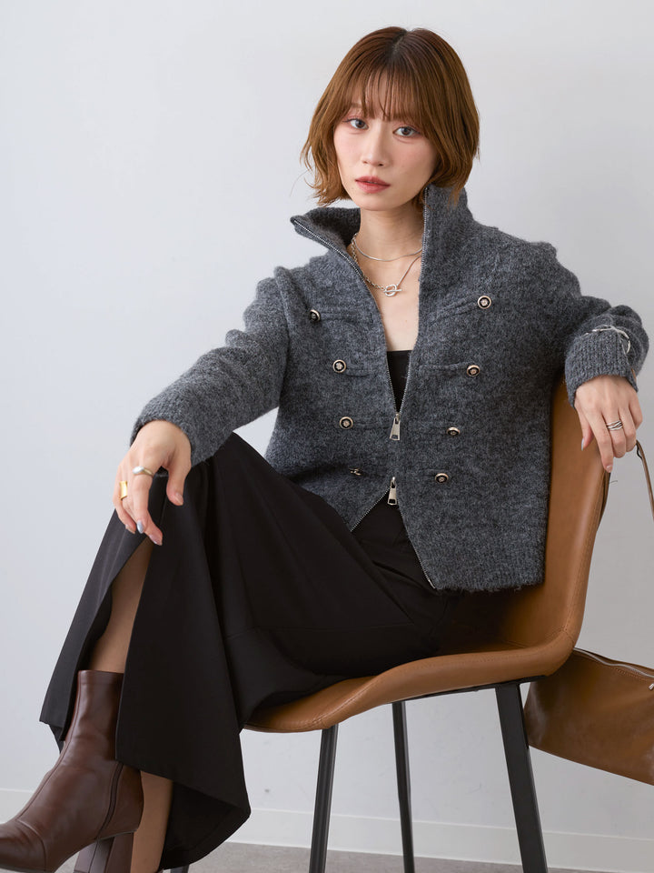 [SET]ナポレオンジップニットカーディガン+ナポレオンジップニットカーディガン(2set)