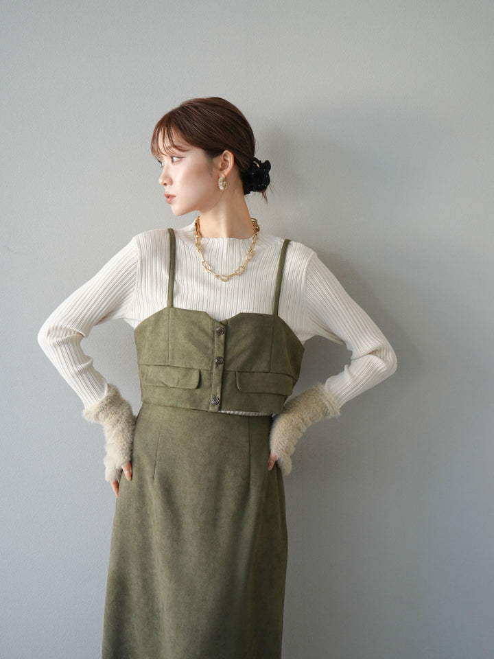 [SET]スウェードビスチェ+スウェードIラインスカート(2set)