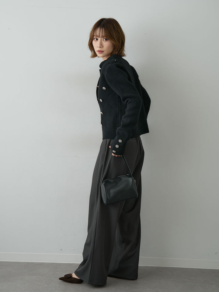 [SET]ナポレオンニットジャケット+ツイルタックワイドパンツ(2set)